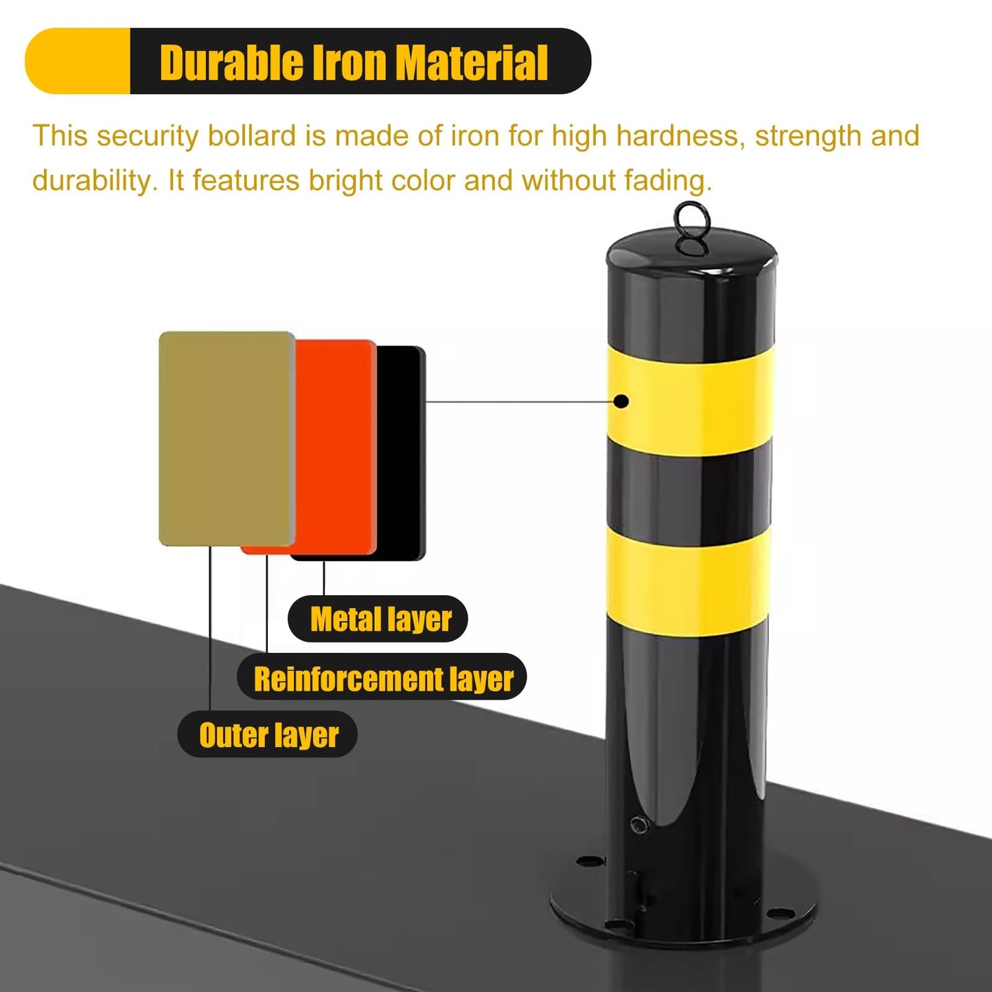 Driveway Barrier Traffic Barricade Post - Detachable Iron Bollard with Reflective Tape for Parking Lots & Road(H55cm 4pc)