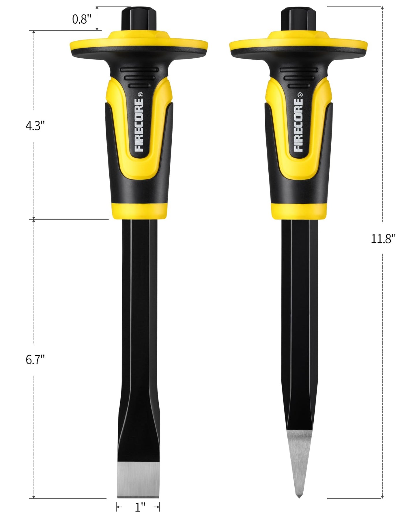 SDS Max Floor Scraper with Replaceable Blade, Firecore 6 Inch Thinset Removal Chisel Bits, Rock Chisel Set 3PCS Masonry Chisel with Hand Guard Point Flat Cold Chisel for Concrete Stone Brick Tile