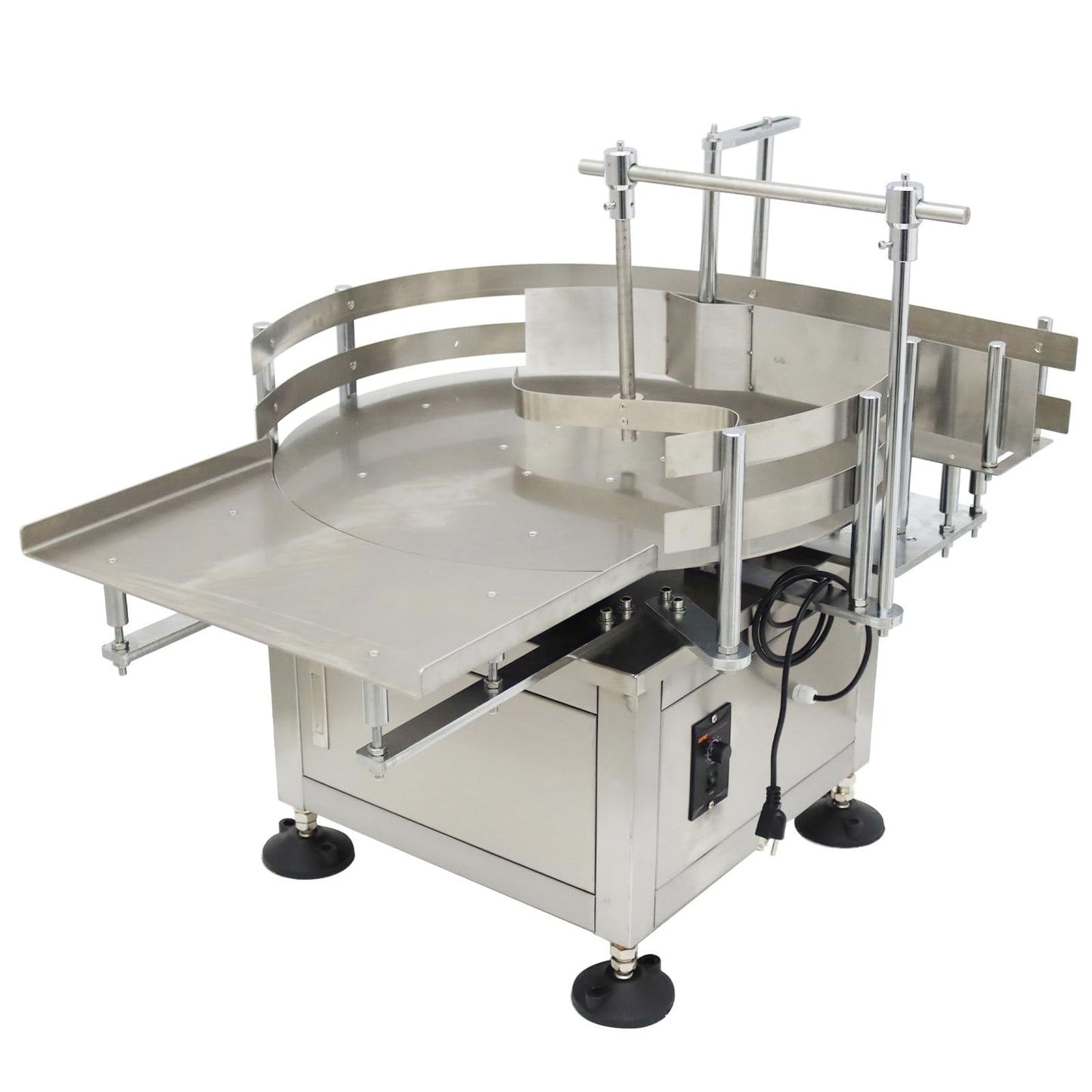 WYDDDARY Desktop Bottle Unscrambler Distributing Machine Automatic Bottle Accumulation Table Conveyor 23.6 inch Diameter Round Accumulation Table for Round Square Bottles Transfer 110V