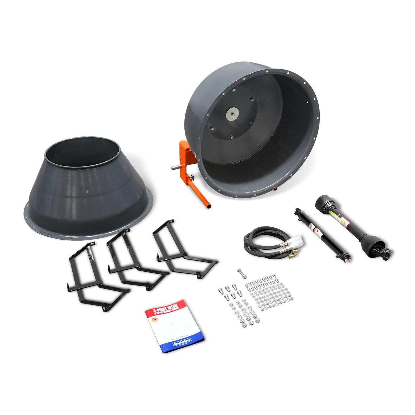 MachMaxx Heavy-Duty 5 Cu-Ft Three-Point Hitch Tractor PTO Cement Mixer Attachment for Farm, Driveway, Fencing Projects,20-30 HP,Category 1 & 2, CM5