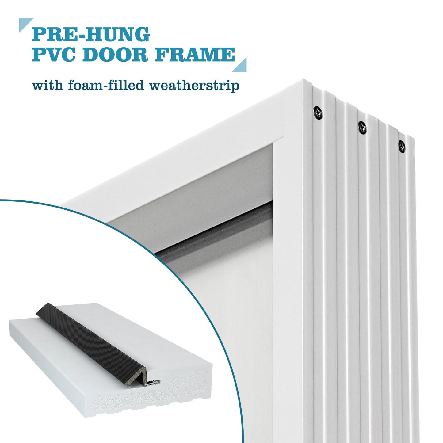 36 x 80 Inch Prehung Fiberglass Front Door, 4-Lite Clear Glass, White Primed Exterior Entry Door, All-Weather Resistant, Right Hand Inswing