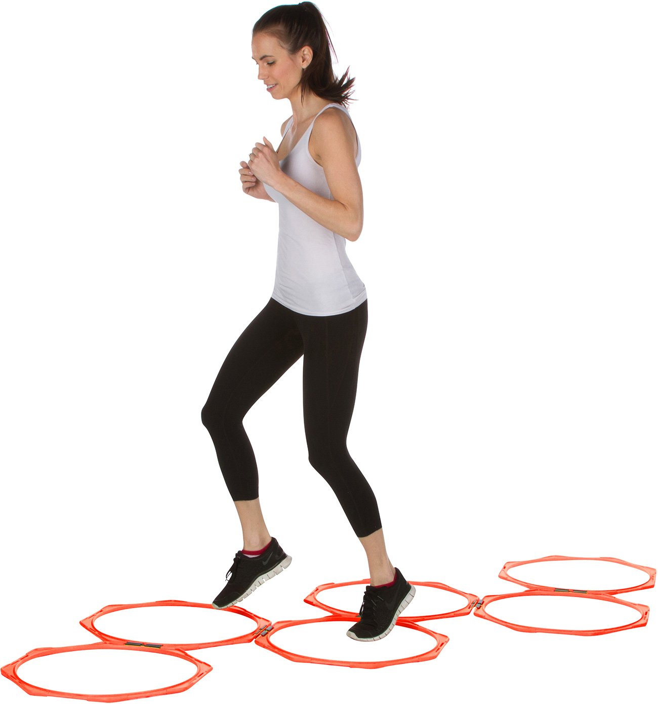 20" Hexagonal Speed & Agility Training Rings - Set of 6 with Carry Bag by Trademark Innovations (Orange)