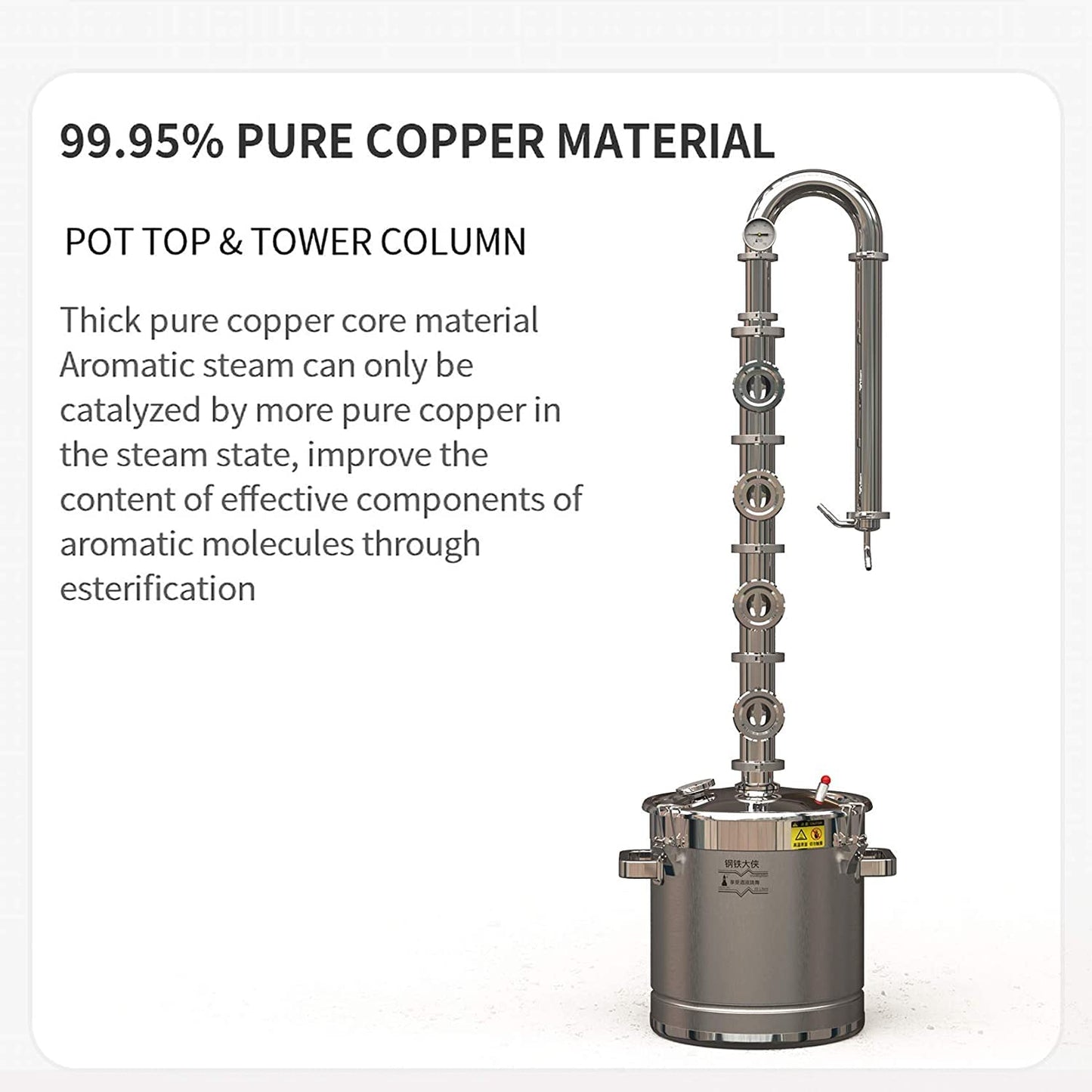 HOOLOO Alcohol Distiller Still for Home Use Kit 304 Stainless Steel Whiskey Making Kit with Thermometer Whiskey Brandy Vodka 4.6Gal (17.6L) (ST-22)