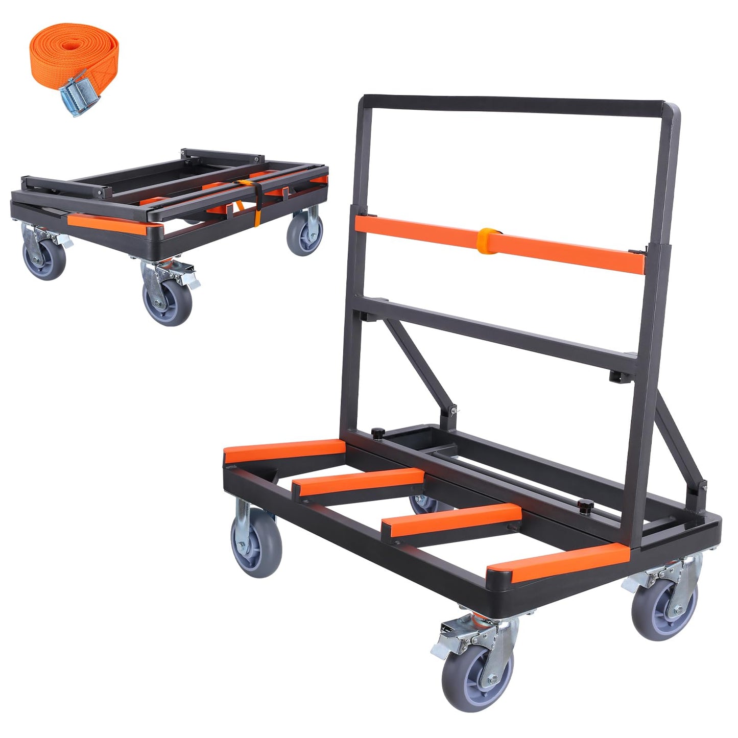 Folding Drywall Cart Heavy Duty,Panel Cart Load 2200 lbs Capacity,Drywall Dolly with Rubber Swivel Casters,Panel Dolly Handling Plywood Sheetrock Glass and Windows Service