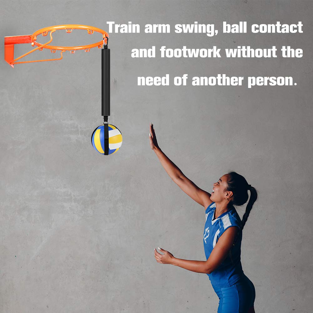 TOBWOLF Volleyball Spike Trainer, Volleyball Spike Training System for Basketball Hoop, Volleyball Equipment Training Aid Improves Serving, Jumping, Arm Swing Mechanics and Spiking Power
