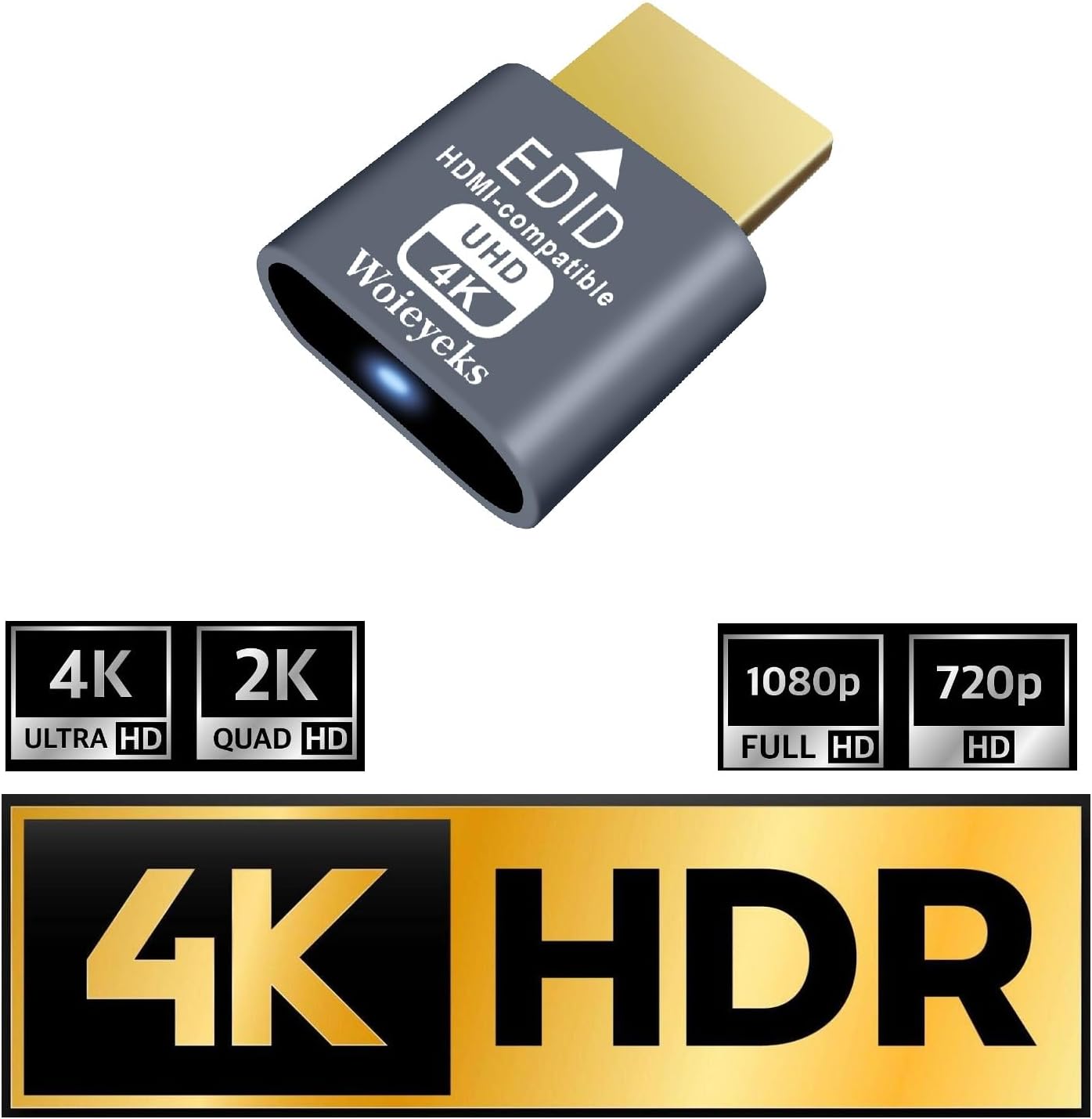 Woieyeks 3 Pack Dummy 4K 4k@60Hz,1080@120Hz HDMI Plug HDR,Virtual Monitor EDID Emulator, Headless Display