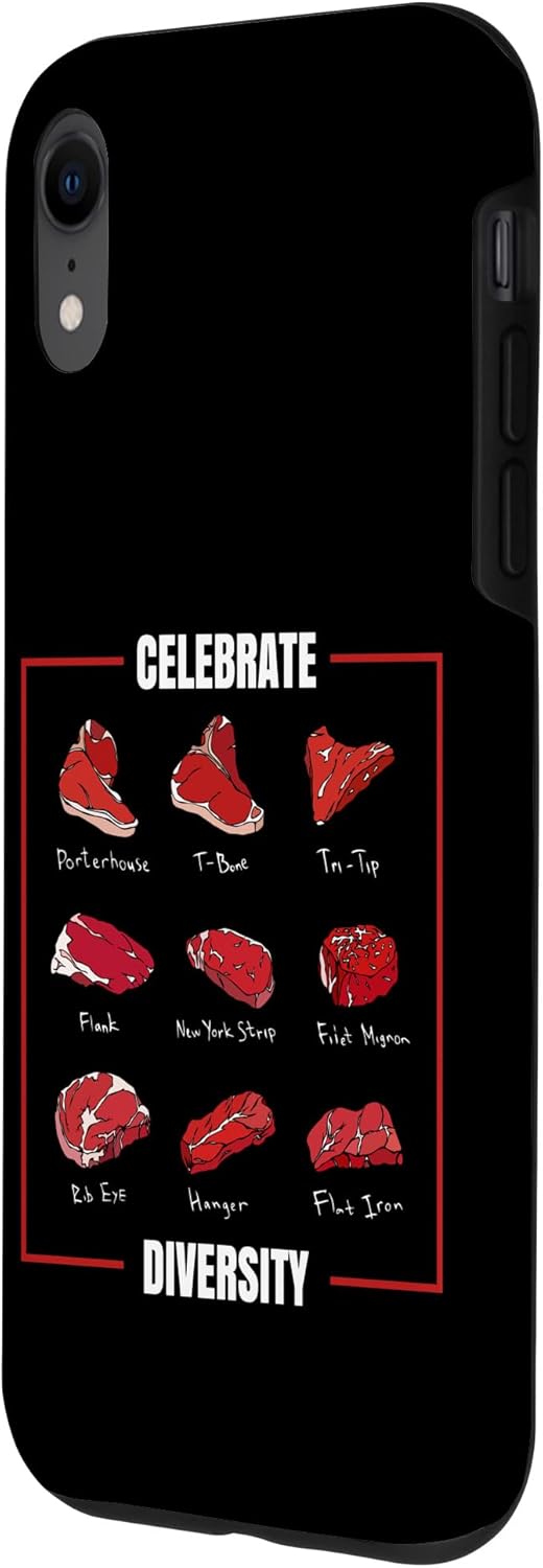 Celebrate Diversity Meat BBQ Grill Butcher Celebrate Diversity Funny Steak Cuts Grill BBQ Meat Lover Case for iPhone XR