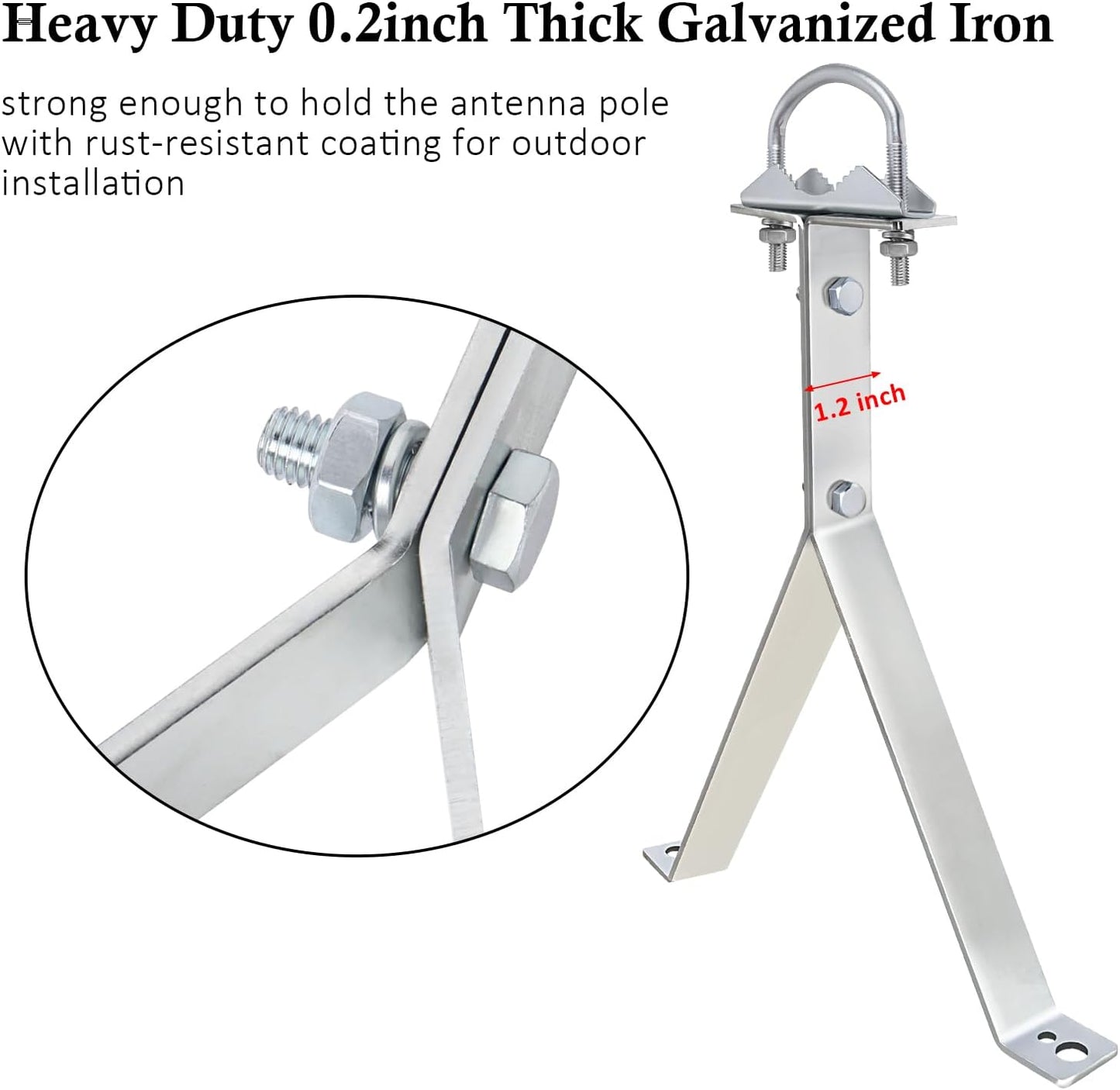 XRDS -RF 12 Inch (2-Leg 2-Leg) XRDS-RF Antenna Wall Mount Heavy-Duty Stand Off Wall Mast Mount Windproof Antenna