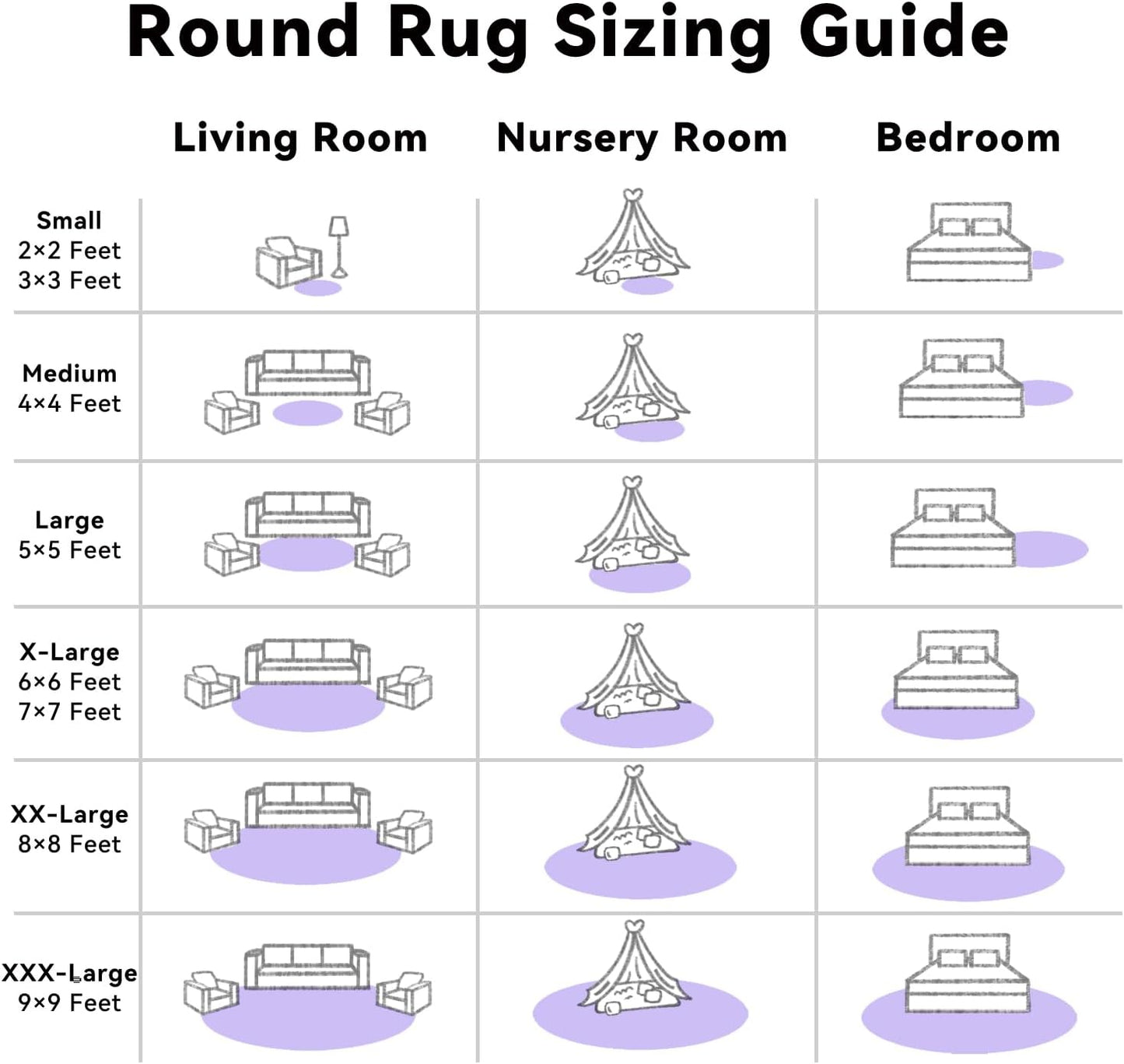 OLANLY Round Light Purple Area Rug - Soft, Fluffy, Machine Washable 8 ft Circle Carpet for Bedrooms & Nurseries