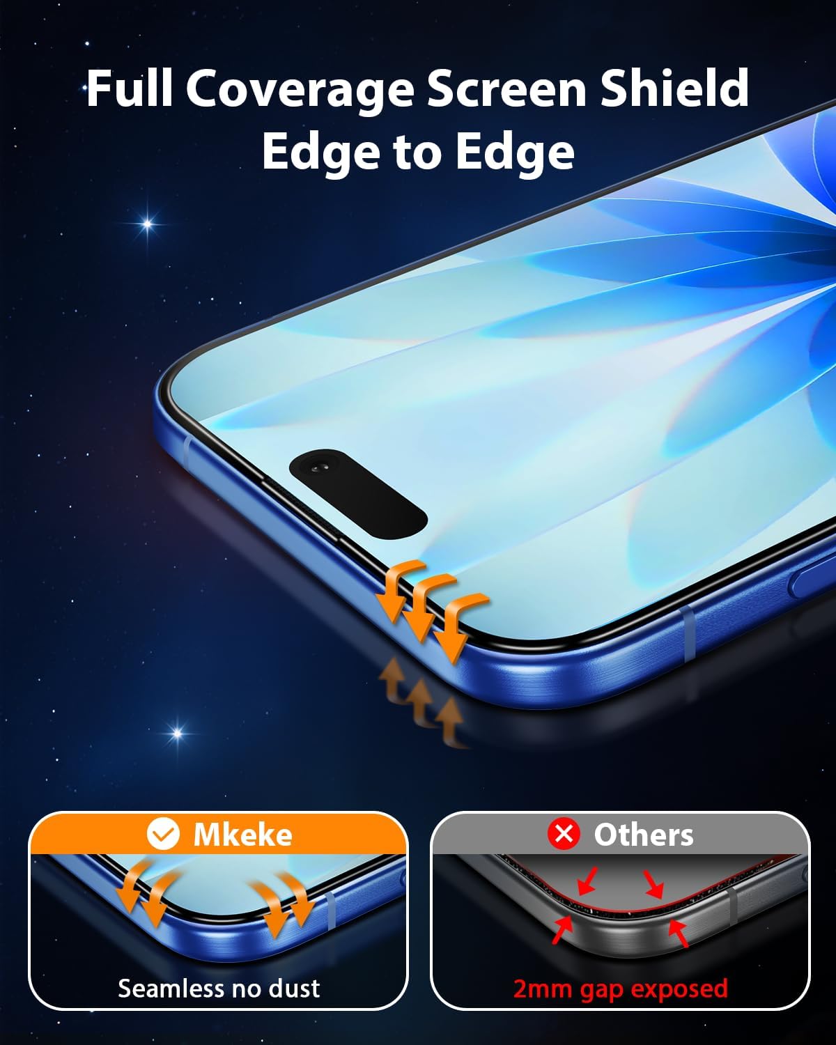 3 Pack, [9H+ Mkeke for iPhone Air Screen Protector Hardness] [Military-Grade Drop Protection] [Sensitive Touch] [Easy