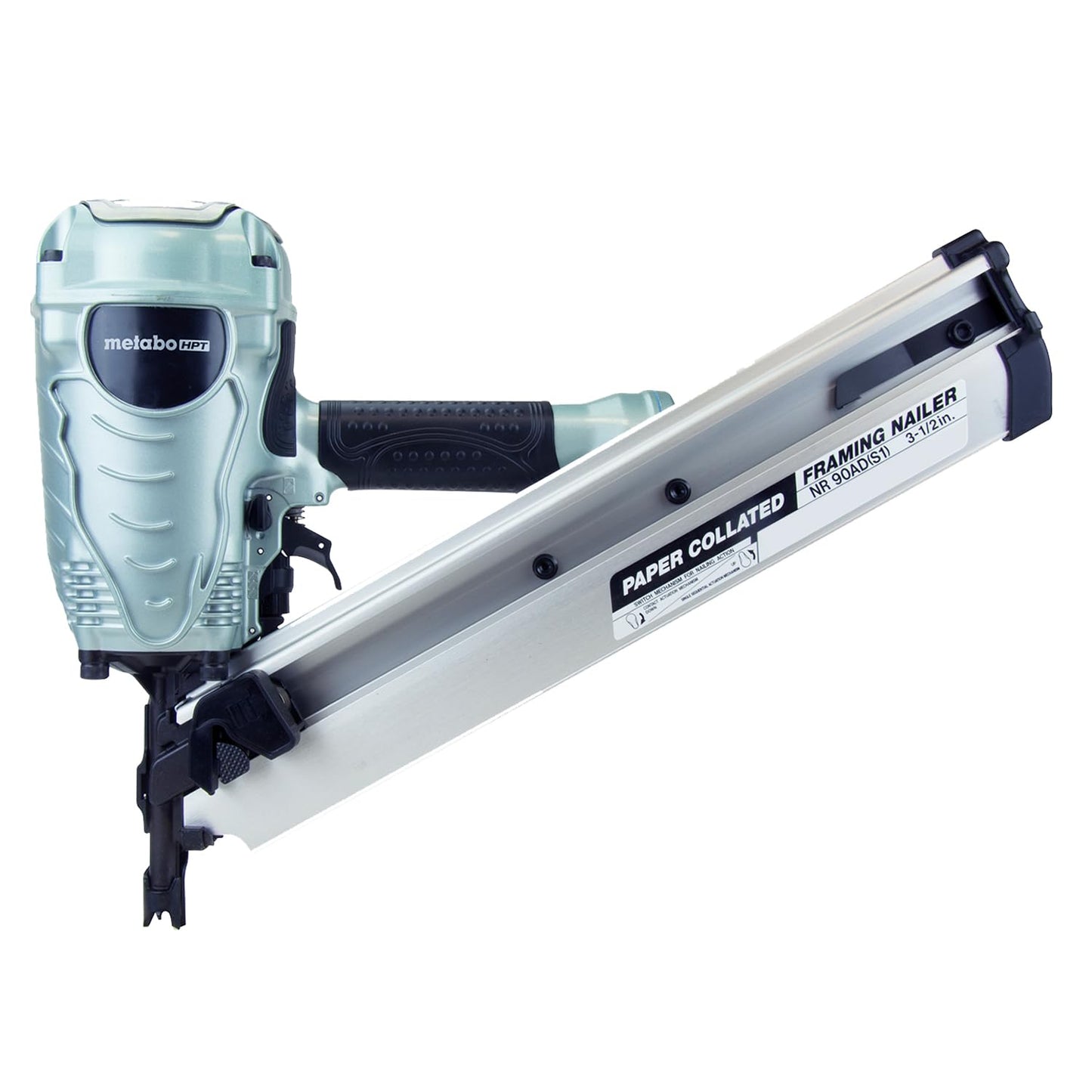 Metabo HPT Framing Nailer, Pro-Preferred Framing Tool for Flooring, Truss Build-Up, Roof Decking, and Housing Construction, Quick Switch Nailing, 3-1/2" 30° Paper Collated Nails, NR90ADS1
