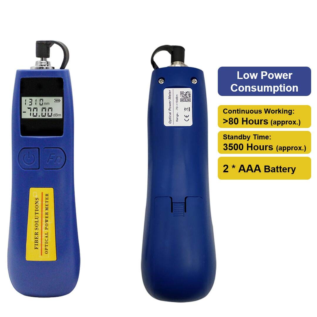 QIIRUN TL537 Optical Power Meter — Fiber Light Meter -70~+10 dBm with 6 Calibrated Wavelengths, FC/SC/ST Universal Interface, 68g Lightweight Fiber Optic Tester for FTTH Splicing & Maintenance