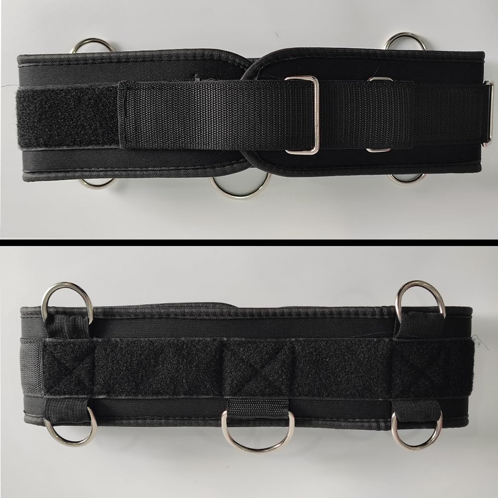 LOOEEL Fitness Resistance Belt Multi Functional Fitness Belt with 5 Rings for Weight Training and Resistance Training of Load Carrying Pull Up Belt Squat