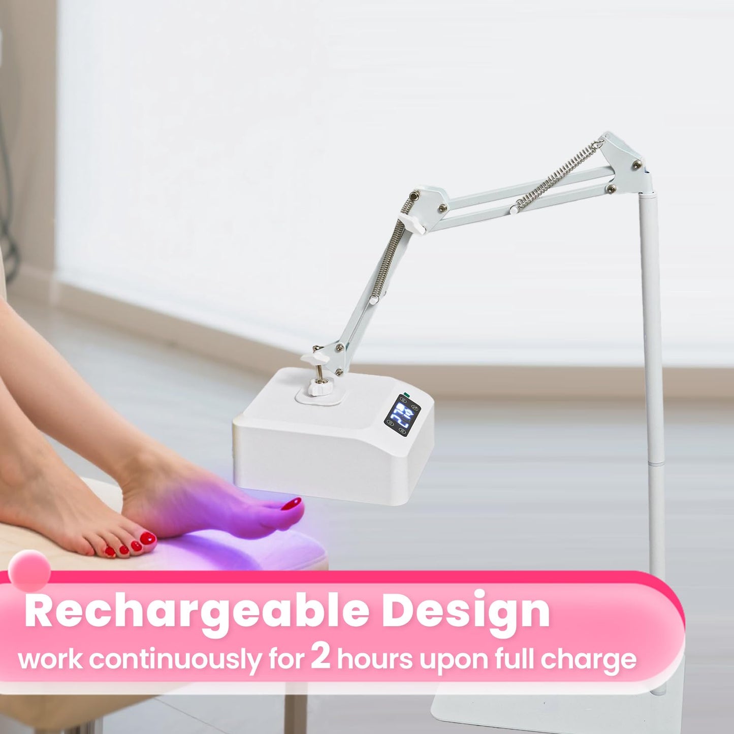 DLITISH UV Foot Lamp with Stand, 78W Hanging Pedicure Lamp, Cordless UV Light for Feet with Sensor, LED Nail Light on an Arm, Wireless Gel Nail Polish Curing for Nails (Whole Floor Lamp)