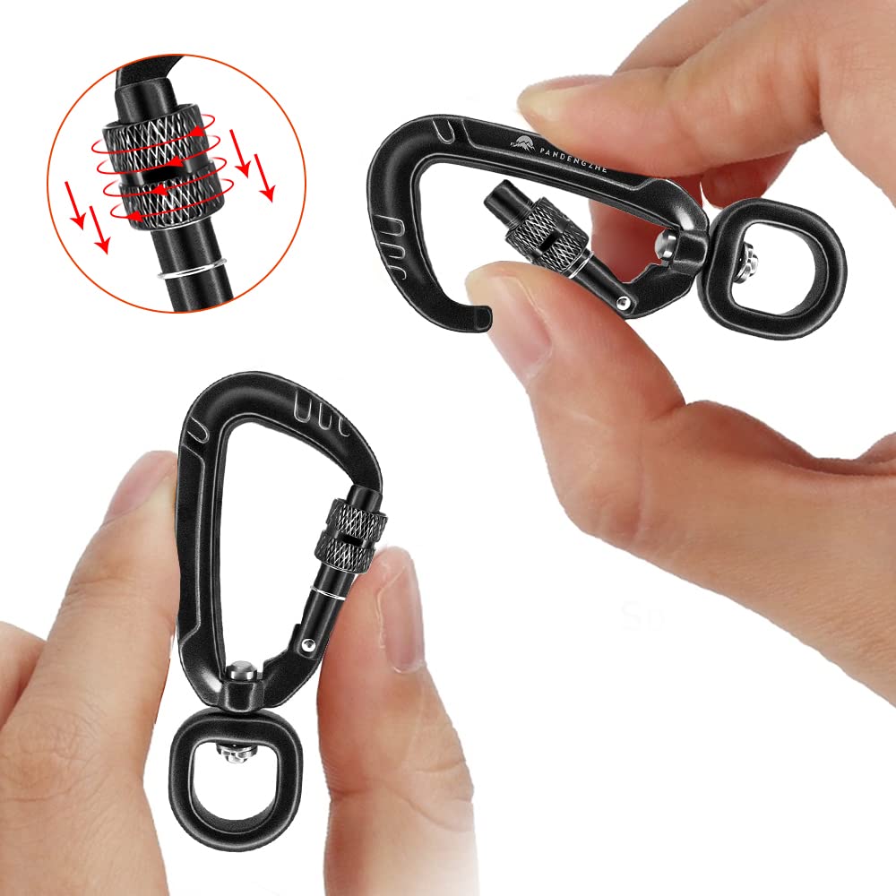PANDENGZHE Locking Carabiner Clips 2.5" with Swivel Clasp for Securing Pets, Dog Leash Harness, Camping, Hiking, Backpack, Outdoors, Gym (4 Pack)