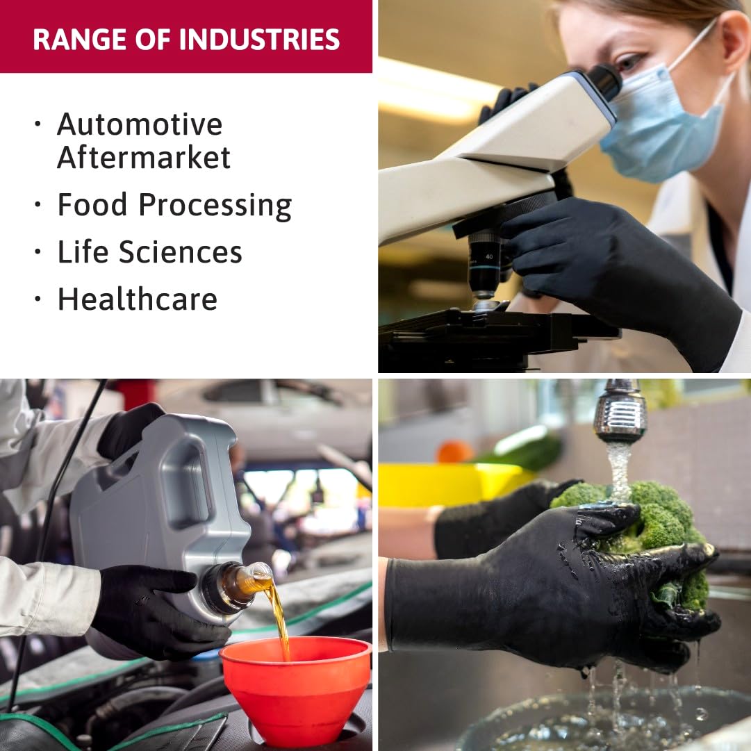Ansell MICROFLEX Black Dragon BD-100L Heavy Duty 6.7 mil Latex Exam Gloves for Automotive, Food, Life Sciences, Healthcare, Size 8 (M), Black (Case of 2000)