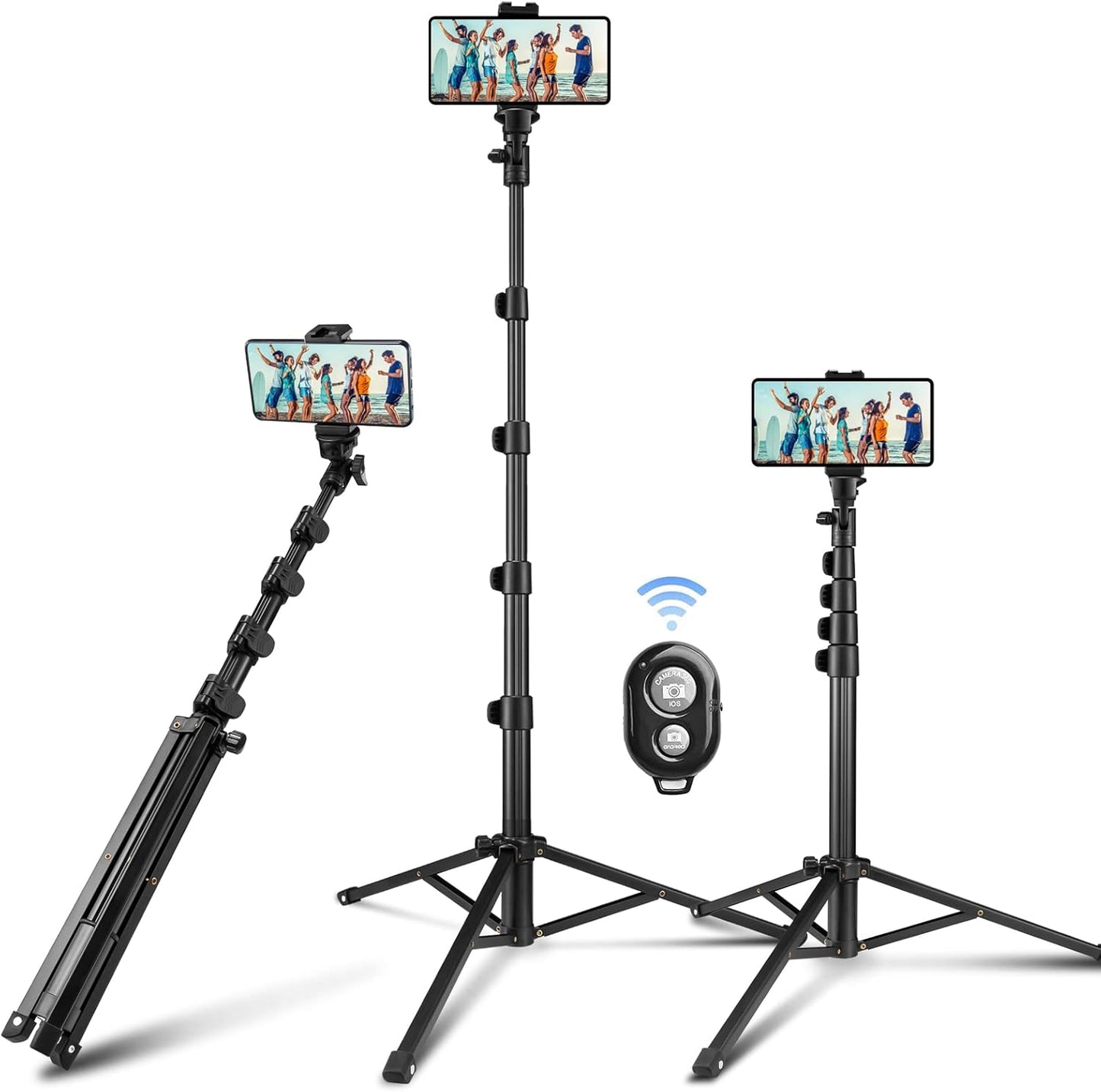 CAMOLO RIG 63" Tripod for Phone,Selfie Stick with Wireless Remote, Extendable Cell Phone Stand & Phone Holder, Solidest