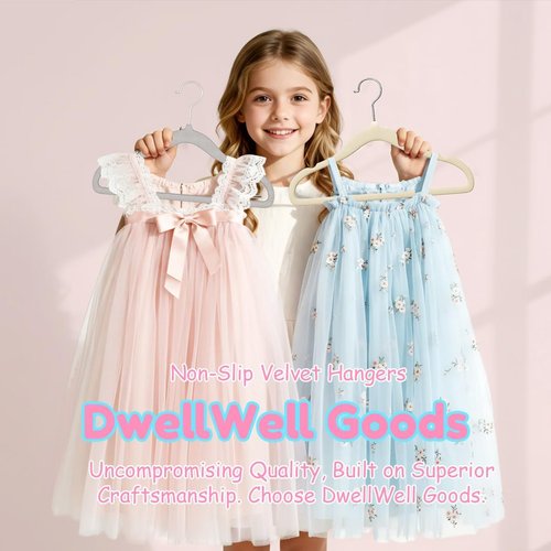 DwellWell Goods Baby Velvet Hangers - 30 Pack Non-Slip Closet Organizers with 360° Swivel Hook for Toddler Clothing