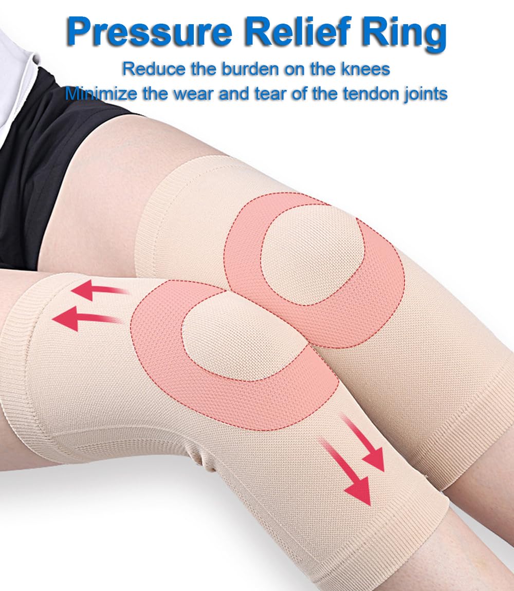 1 Pair Knee Compression Sleeves for Women & Men, Lightweight Thin Knee Sleeves for Knee Pain Relief, Knee Warmers Knee Brace Undersleeve Dancer Knee Pads, Knee Brace for Women Daily Use, Vendas Para Rodillas (Black, Large)