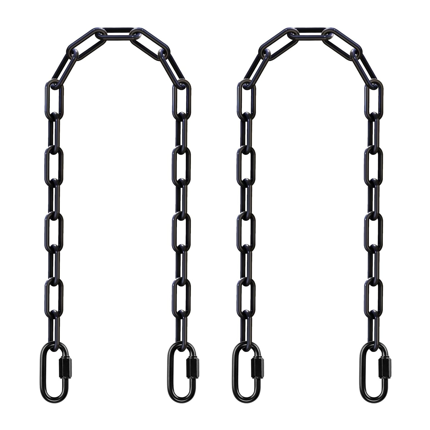 SELEWARE 2 Pack 40 Inch Hanging Swing Chain with 4 Carabiners, 1000LB Capacity Plastic Coated Hanging Chains, Hammock Hardware Kit for Swing, Hanging Chair, Punching Bags, Indoor Outdoor Gym (Black)