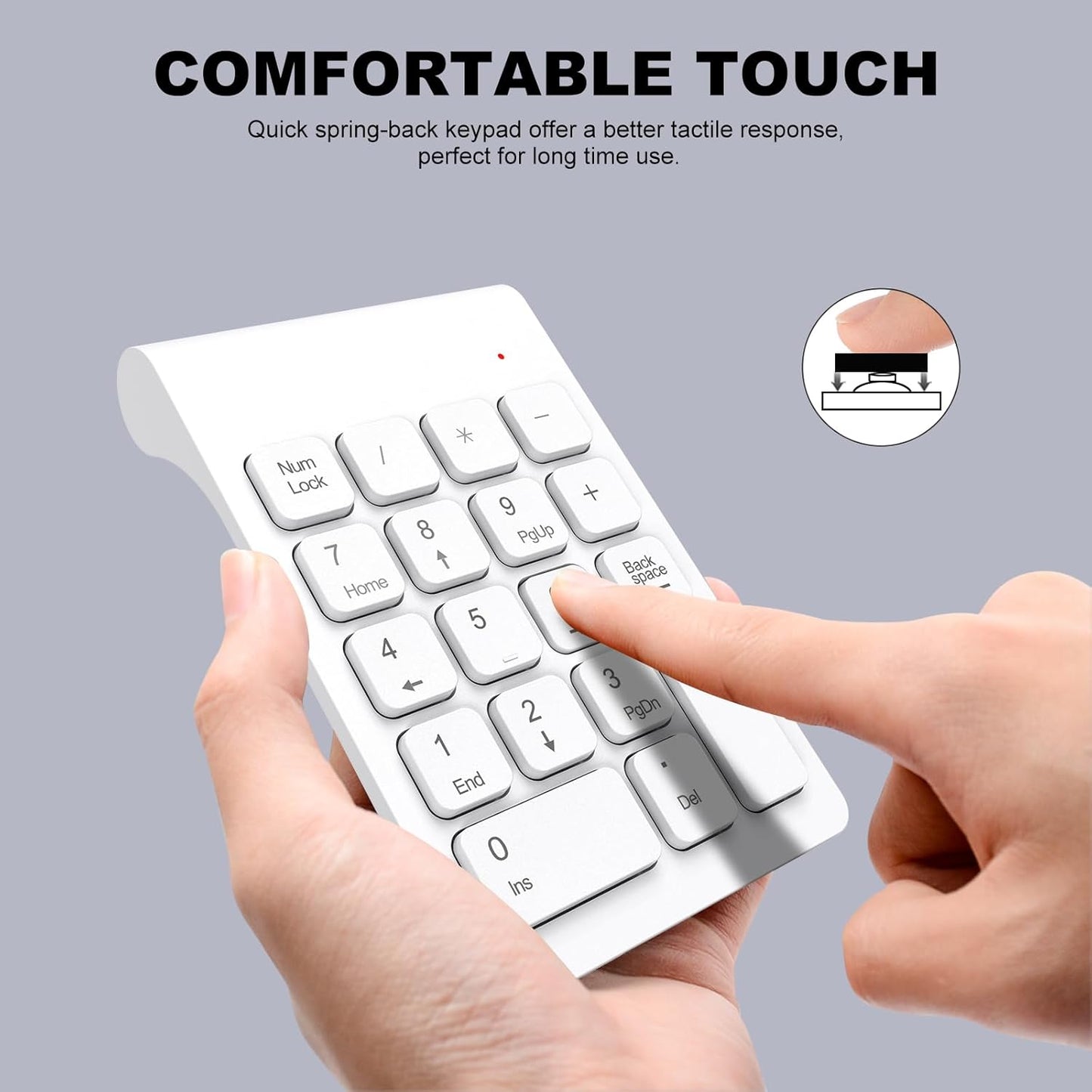 TRELC 2.4G 18 Accounting Wireless Numeric Keypad, Mini Keys Number Pad, Portable Silent Financial Numeric Keypad