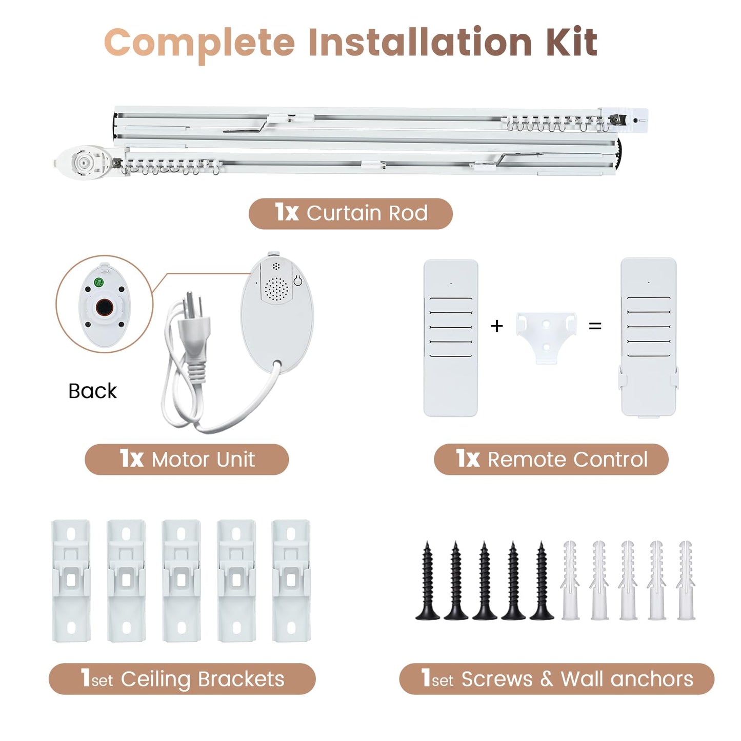Smart Electric Curtain Track, 98.4" Motorized Curtain Rail with APP & Remote Control, Ultra Quiet Automatic Smart Home Curtain System for Living Room Bedroom, Fixed-Length Design