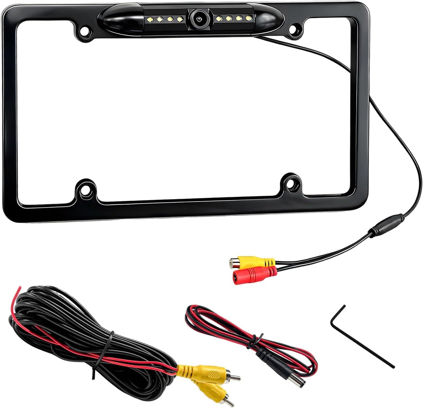 Fkewp 12V 8 170 License Plate Frame Backup Camera, Waterproof Rear View Camera with License Plate & LED, Viewing Angle