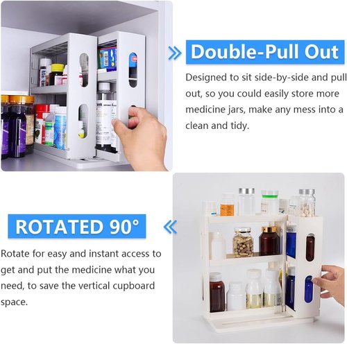 Dutiplus Medicine Organizer - 3-Tier Storage Rack for Vitamins & Cosmetics | Creamy White 10.82" H x 5.82" W x 10.43" D