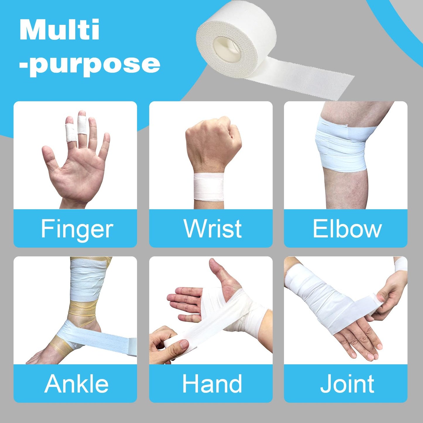 COMOmed Athletic Tape - White Sport Tape - Easy Tear, Strong, No Sticky Reduce Wrist Ankle Tape for Athlete & Medical Trainers (2, White, 1.5 in x 45 ft)