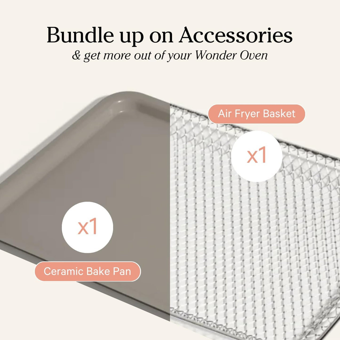 Our Place Wonder Oven Essentials Kit - Extra Air Fryer Basket & Nonstick Bake Pan | Eco-Friendly Char