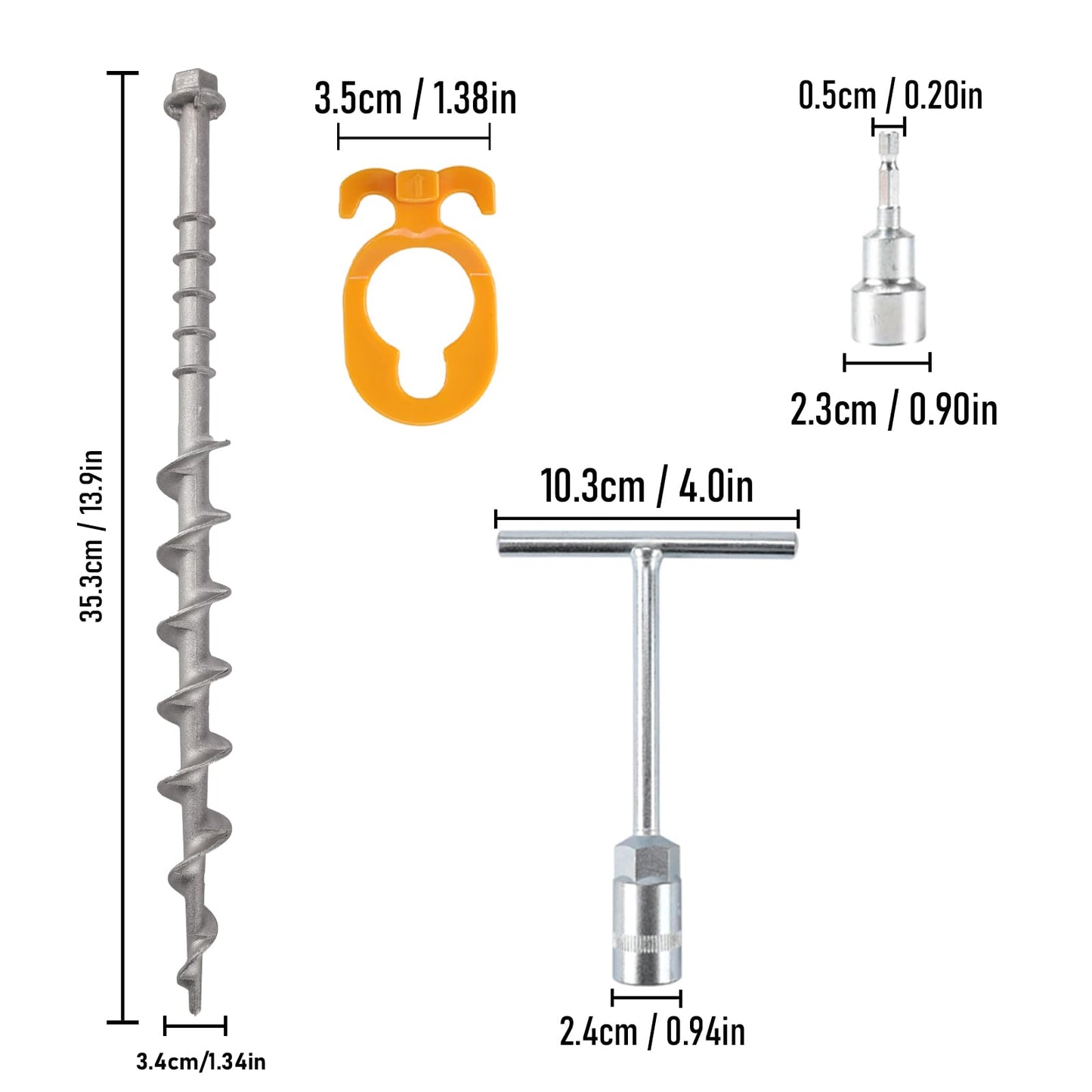 Keltrion 4 PCS Screw in Tent Stakes for Women Men - Ground Anchors for Sand, Canopy, Trampolines, Camping Aluminium Heavy Duty Rust Prevention Pegs Drillable Lightweight Safe - Silvery 14 inch