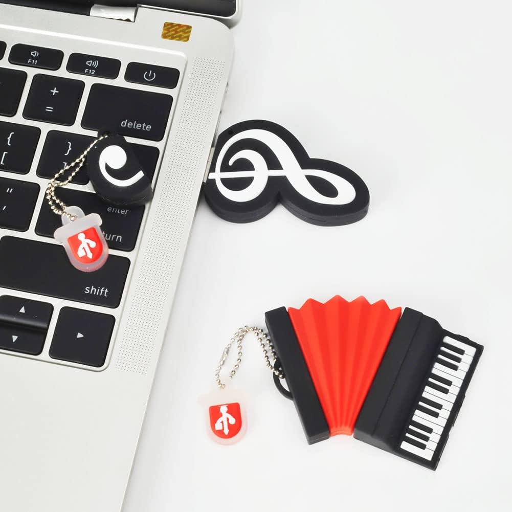 leizhan 5 8GB Accordion*2/Saxophone/Piano/Notes x Cute Music USB Flash Drive, Shape Musical Instruments Thumb Drive