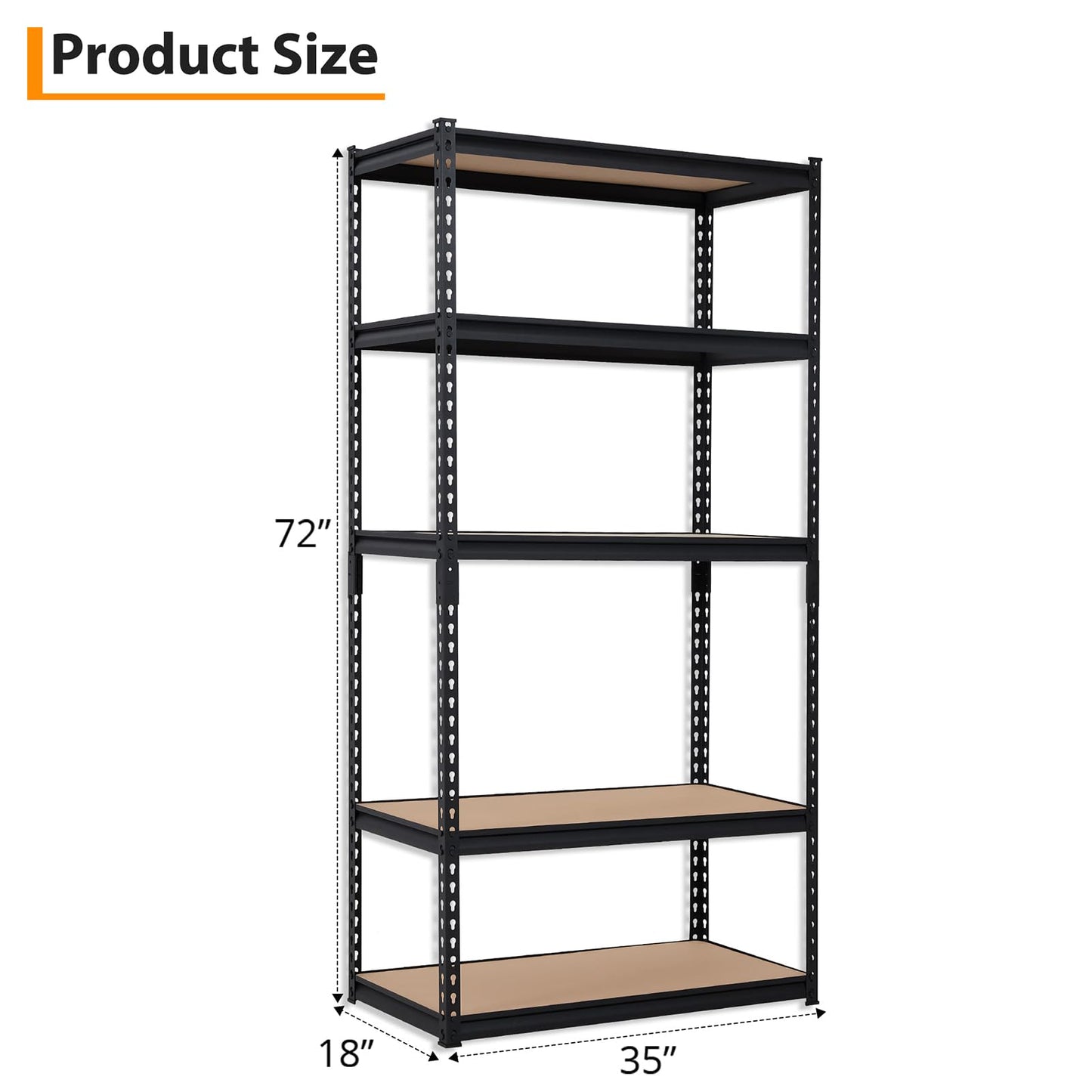 Garvee 5-Tier Heavy Duty Storage Shelves with 2000 LBS Capacity, Adjustable Metal Shelving Rack for Garage, Kitchen, Pantry, Basement, Bathroom, Laundry Room Organization, 48" D x 24" W x 71" H