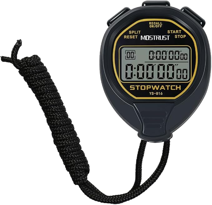 Digital Simple Stopwatch, 1/30 Lap Basic Stopwatch, No Bells, No Clock, No Alarm, Silent, Child Friendly, ON/Off for Swimming Coaches Kids