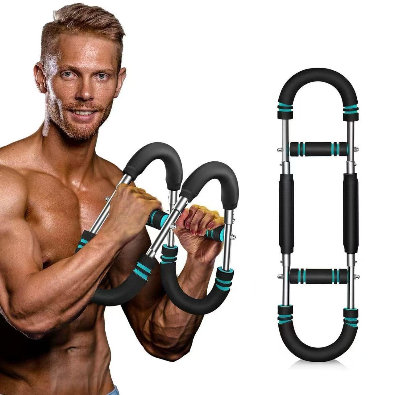 Twister Arm Trainer for Men - 40-100 LBS Adjustable Chest Workout Equipment with 3 Resistance Levels, Portable Detachable Home Gym Strength Trainer for Upper Body Muscle Building, Exercise Equipment