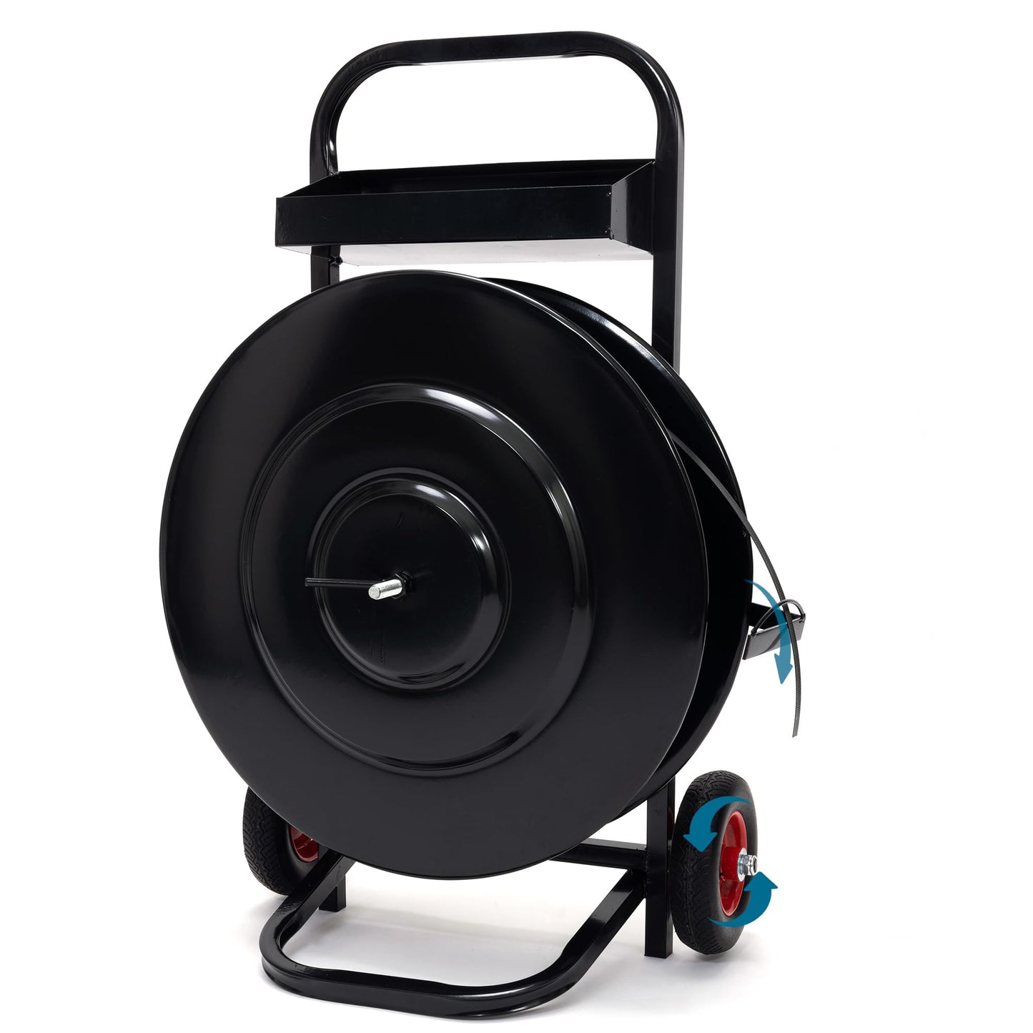 Heavy Duty Banding Strapping Cart & Dispenser - Fits 8" x 8"/16" x 16" Poly/Plastic Steel/Fibre Strapping - Built-in Tool Tray for Seals/Tensioner & Durable Frame (Black)