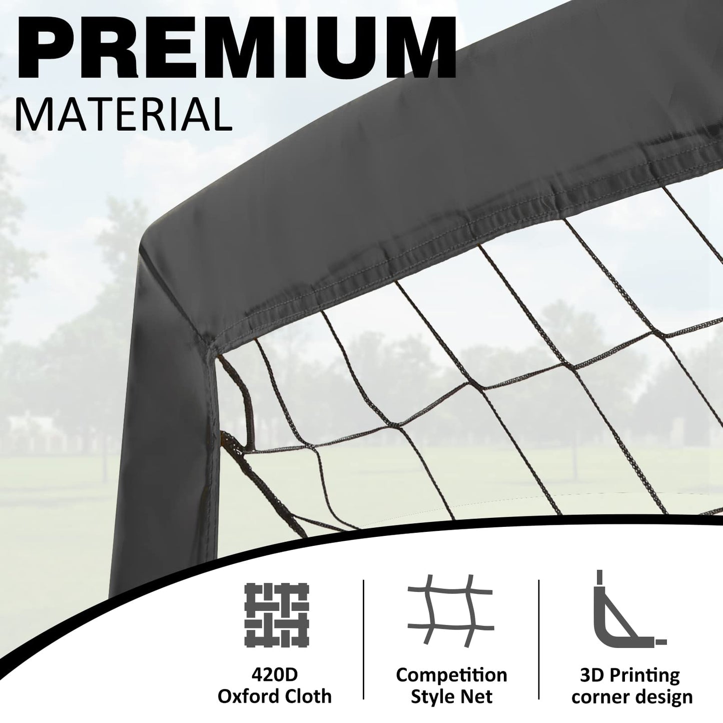 BOHEN 9x5FT Portable Soccer Goal for Kids Backyard with Carry Bag - Easy Folding Lightweight Fun for Outdoor Indoor Training Games for Teen Youth Adult (Black, 9x5FT, 1 Pack)