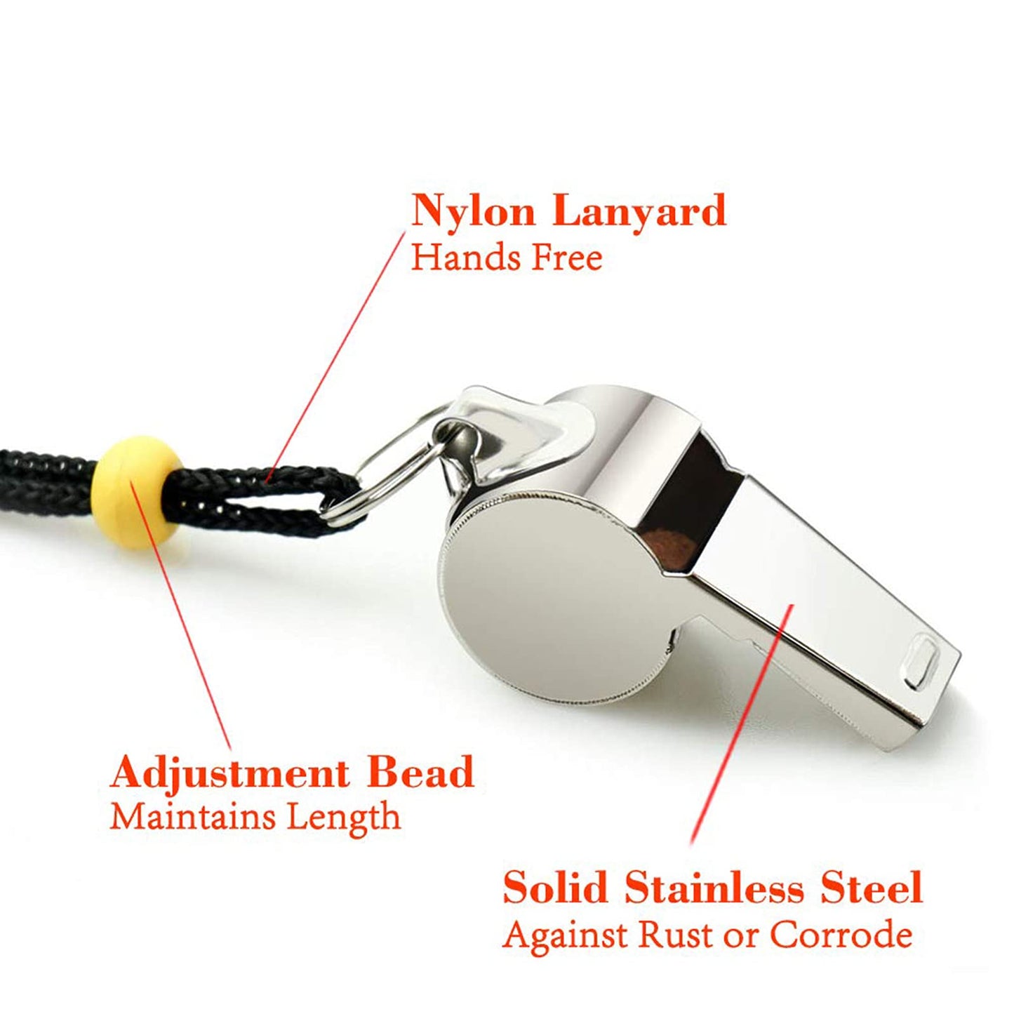 Hipat Whistle, 3 Pack Stainless Steel Sports Whistles with Lanyard, Loud Crisp Sound Whistles Great for Coaches, Referees, and Officials