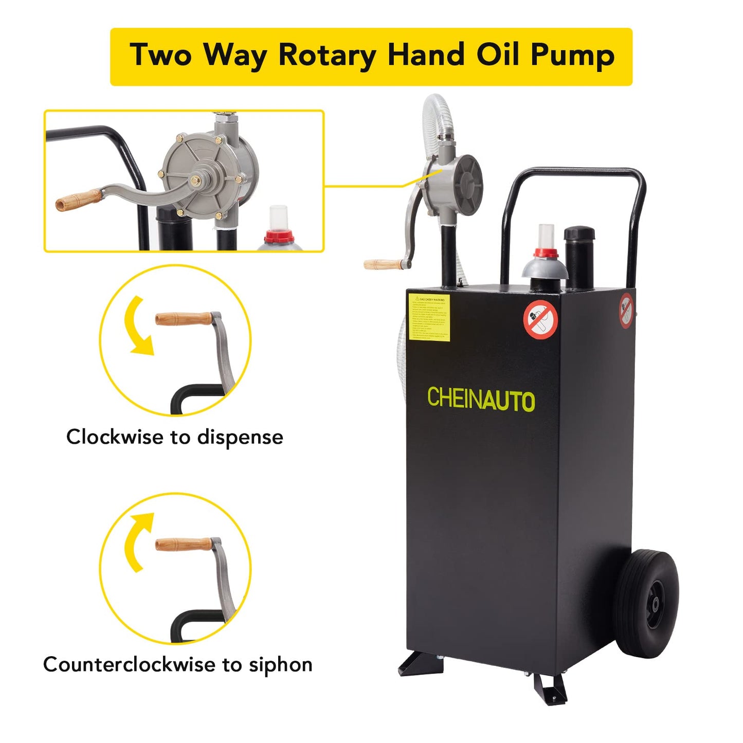 40 Gallon Fuel Caddy, Portable Gas Caddy with Manual Pump, Heavy Duty Gas with 4 Wheels, Diesel Fuel Can for Cars, Lawn Mowers, Trucks, ATVs, Boats ﻿
