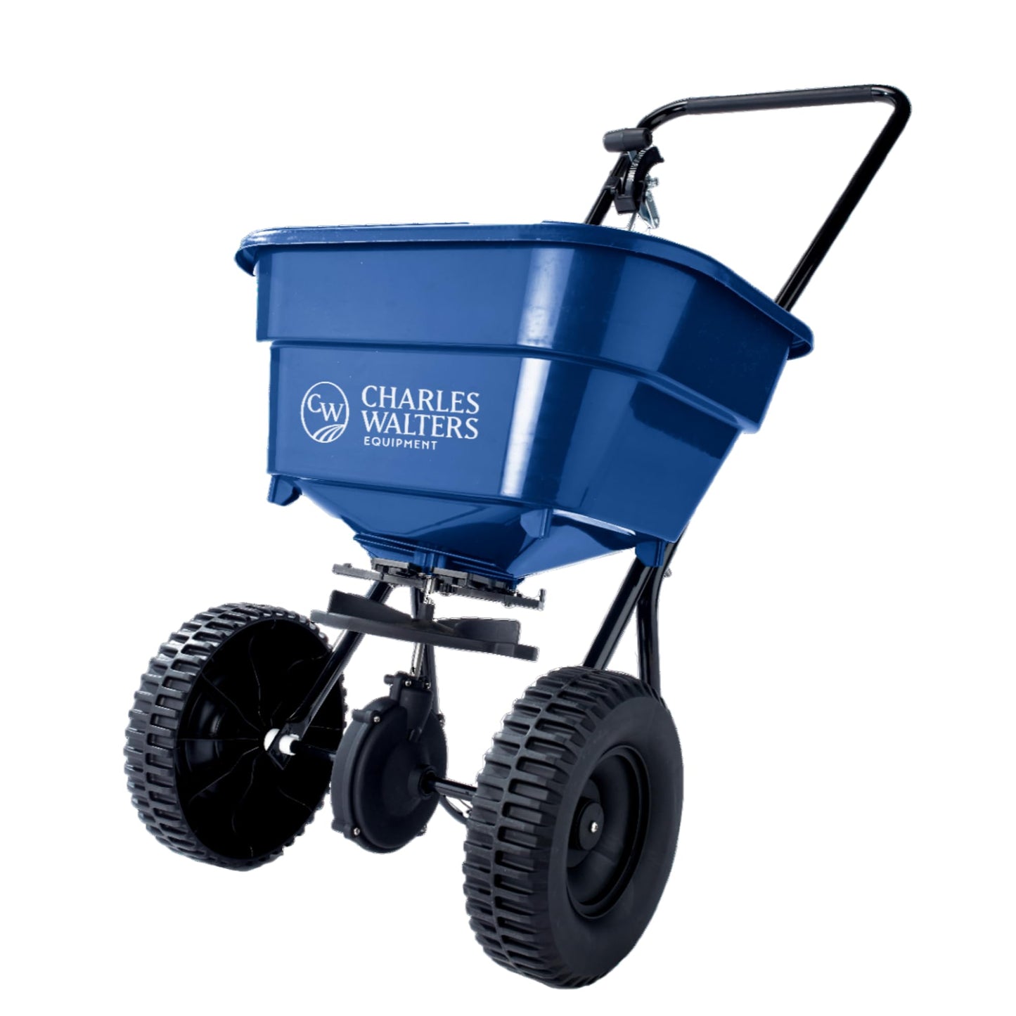 Charles Walters Equipment CW1000 Homeowner Broadcast Spreader, 65lb Capacity with Powder-Coated Steel Frame for Spreading Grass Seed, Fertilizer, and Ice Melt on Lawns, Driveways, and More