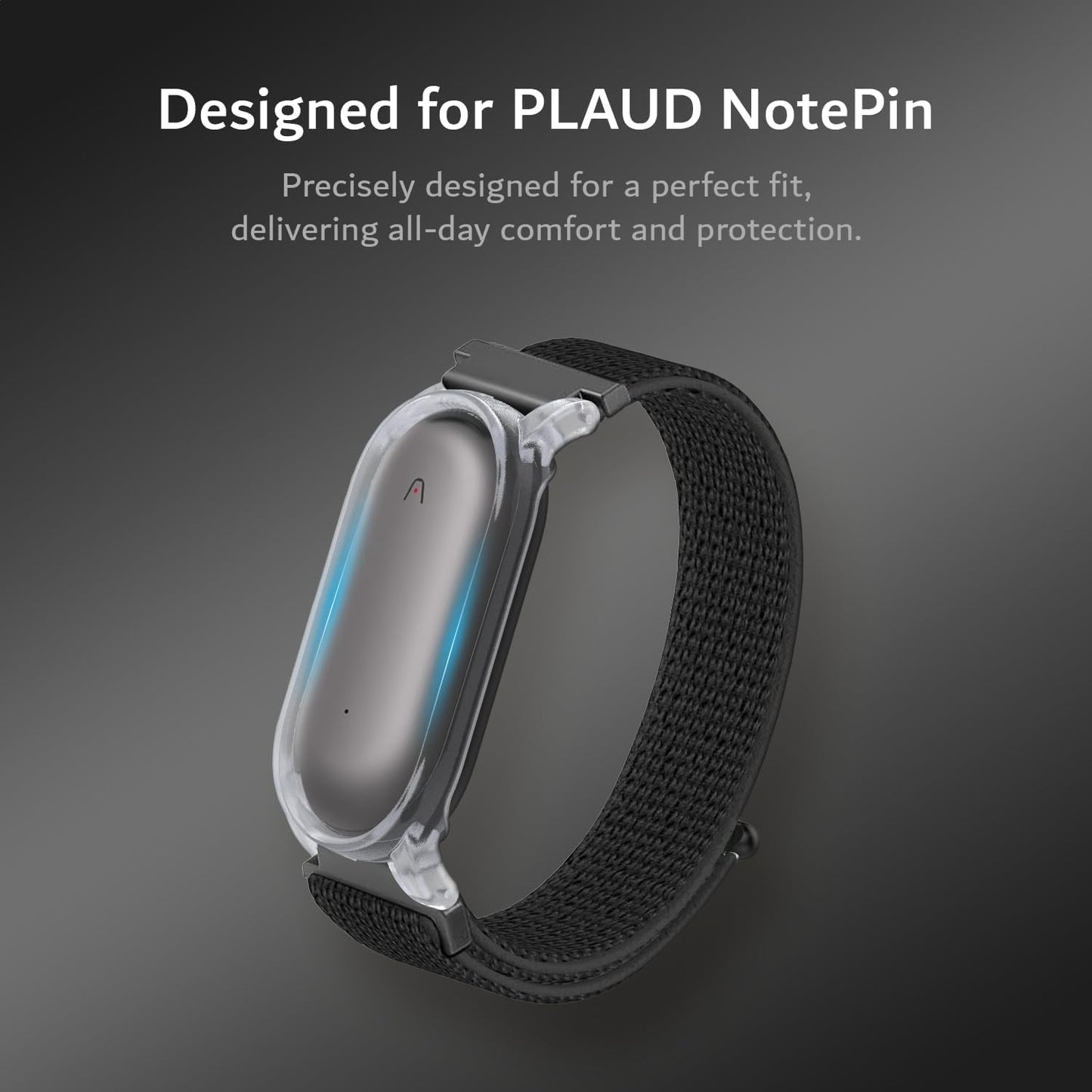 5.5"8.7" TUDIA Snap On PC Case with Adjustable Nylon Hook & Loop Wristband Compatible with PLAUD NotePin AI Voice
