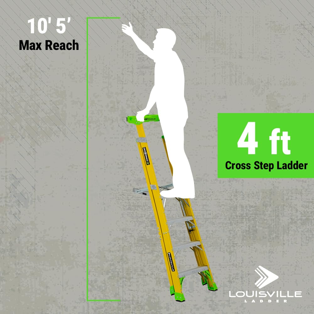 Louisville Ladder 4-Foot Fiberglass Platform to Leaning Ladder, 375-Pound Load Capacity, Type IAA, FCP1404HD
