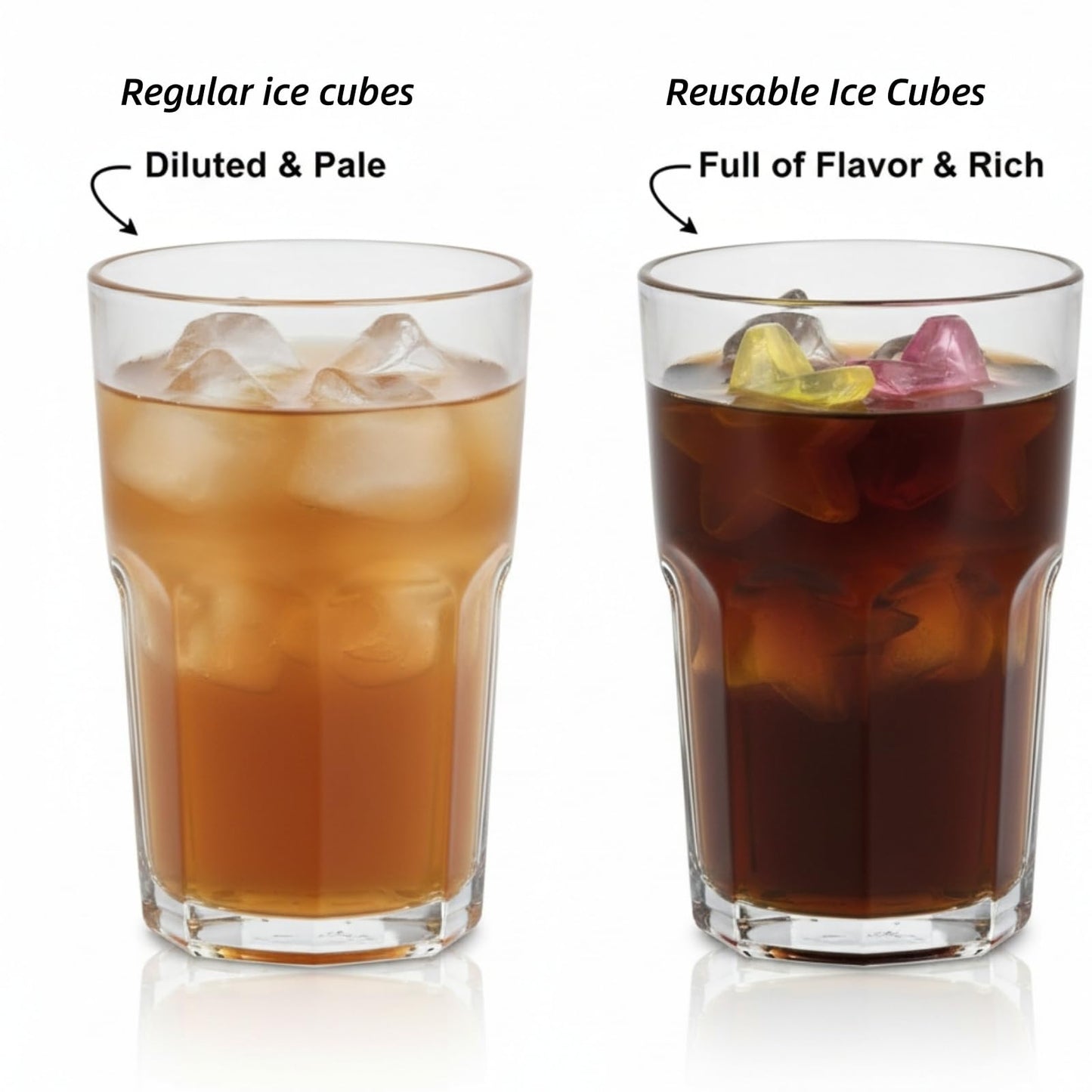 Dicunoy 200 PCS Reusable Ice Cubes, Plastic Ice Cubes for Drinks, Colorful Refreezable Non Diluting for Cocktails, Whiskey, Wine, Coffee