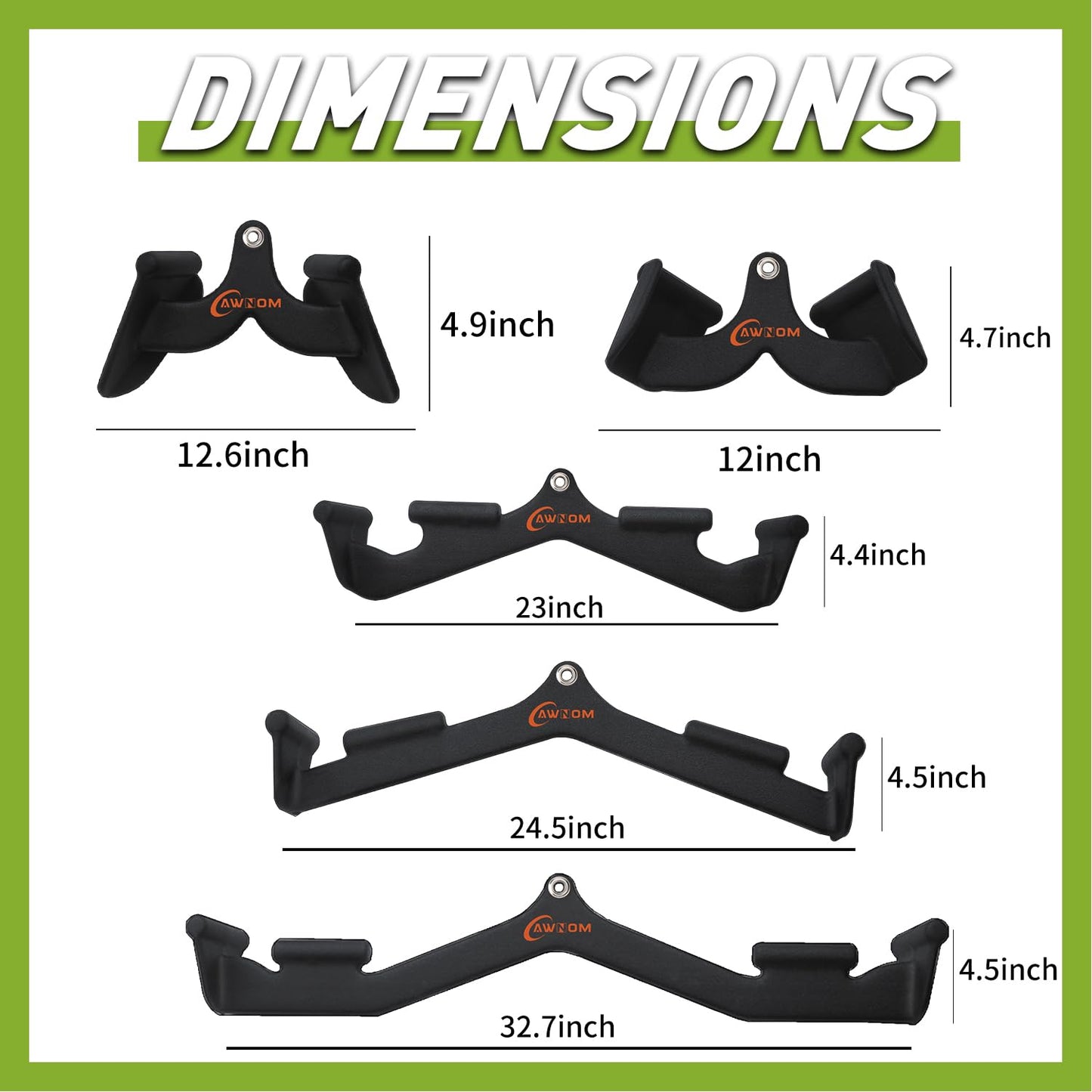AWNOM LAT Pulldown Attachments for Cable Machines, Cable Machine Attachments for Home Gym T Bar V Bar LAT Pulldown Machines Attachments, Back Tricep Bar Strength Training Handle Grip