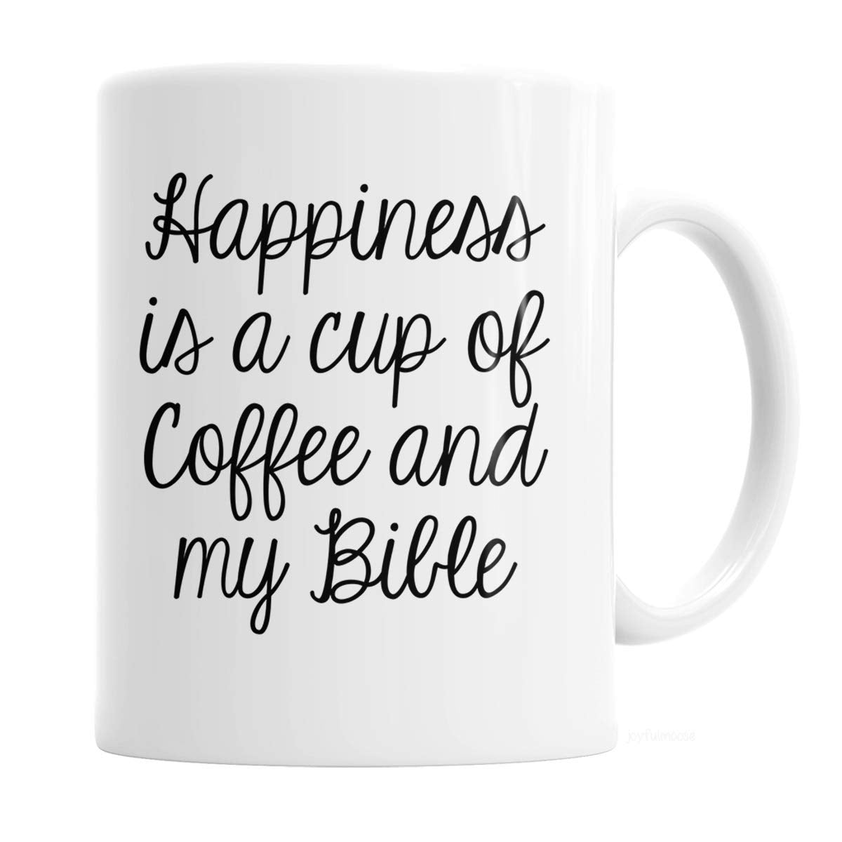 Happiness is a Cup of Coffee & My Bible Mug - Ceramic Christian Gift for Women