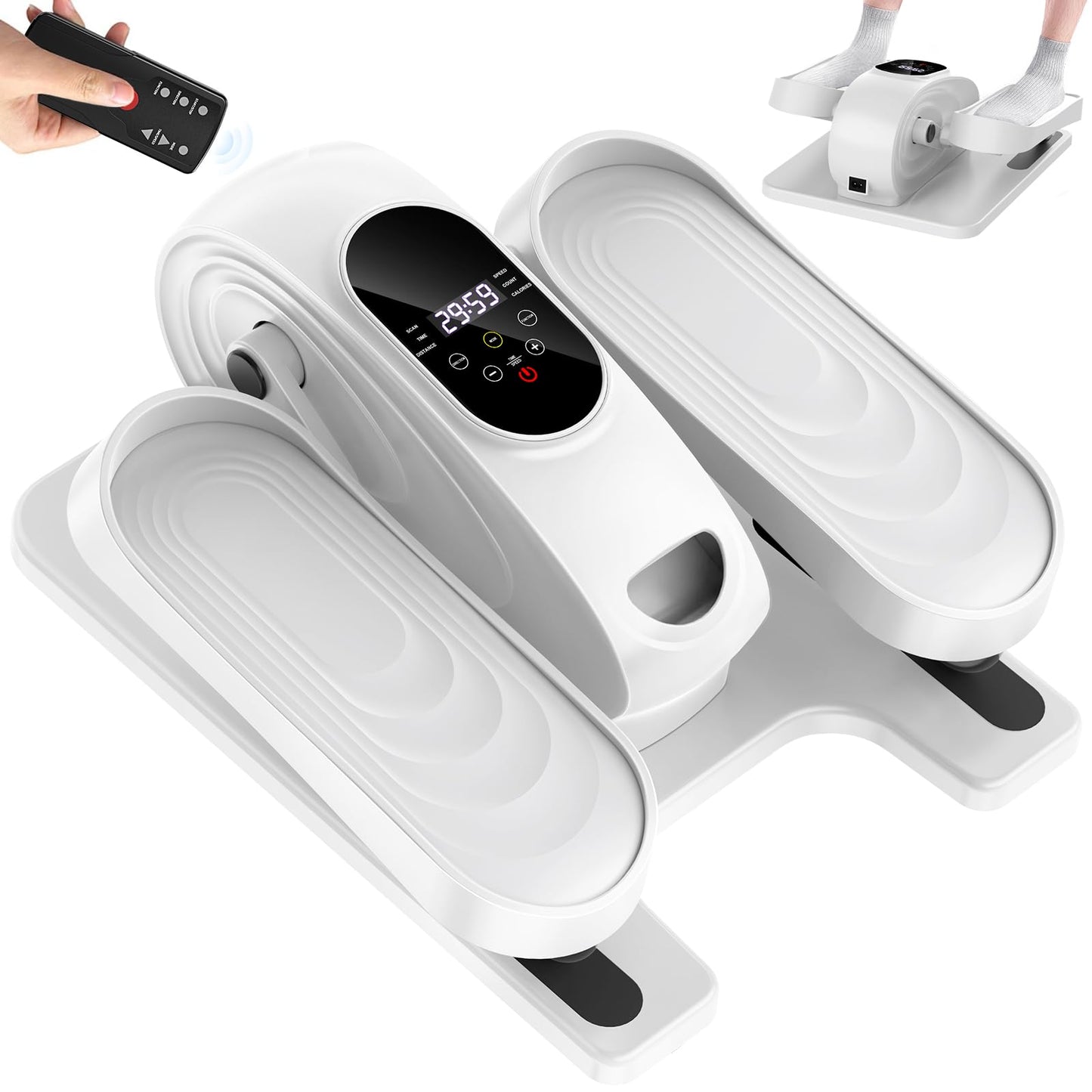 DamKee Under Desk Elliptical Exercise Machine, Electric Ellipse Leg Exerciser as Seen on TV, 15 Speeds Foot Exerciser While Sitting for Seniors, Portable Seated Pedal Exerciser for Home Office, Gifts