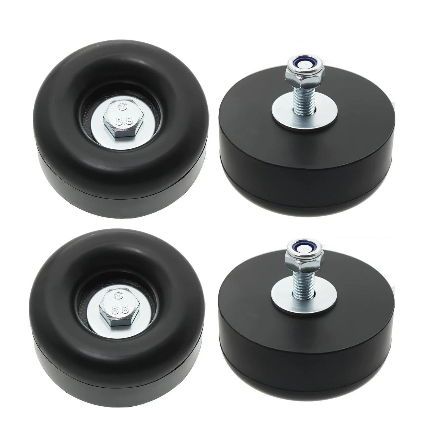 Heavy-Duty Anti-Vibration Rubber Feet for Pressure Washers, Compressors, Trailers, and Generators Rubber Mounting Feet 1 x 2.5 Inches 4-Piece Set with Screw Kit