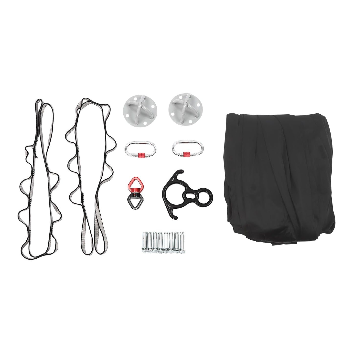 Aerial Yoga Hammock Aerial Yoga Swing Sling with Install Accessories Aerial-Silk Starter Kit Hammock Practice Kit for Pilates, Inversions, Stretching 440.92lbs Capacity (16.40 * 8.53ft, Black)