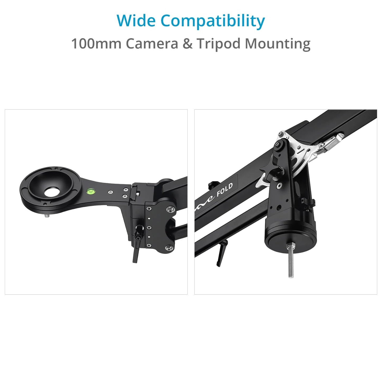 PROAIM 7.2ft Wave Fold Video Camera Jib Crane. 15kg/33lb Payload. 100mm Camera & Tripod Mounting. Quick Dovetail Mechanism. Telescopic Front & Rear Pivot Adjustments (JB-WVFD-01)