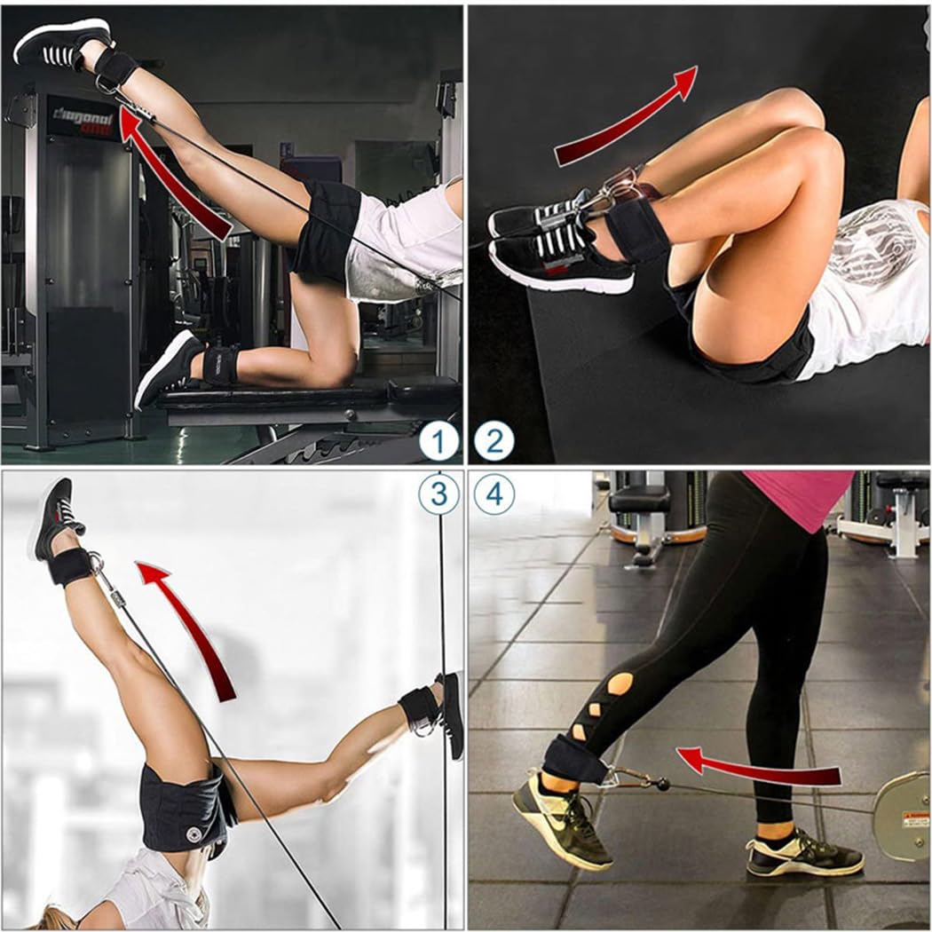 EastyGold Ankle Straps Ankle Resistance Bands Wrist Cuffs Padded Straps Adjustable Fitness Glute Kickback D-Ring for Cable Machine Gym Foot Leg Training Brace Support 1 Pair
